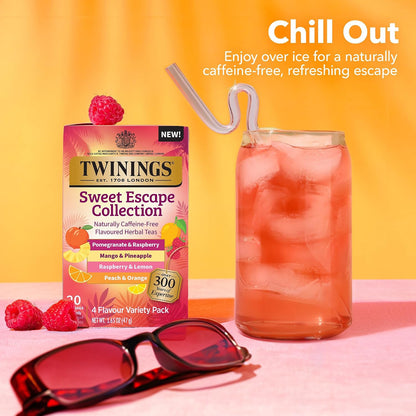 Twinings Sweet Escape Fruity Herbal Tea Variety, 20 Count, Pack of 1