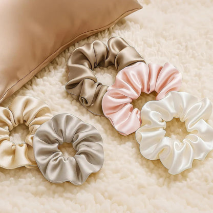 LILYSILK Silk Hair Scrunchies / Ties for Frizz & Breakage Prevention, 100% Mulberry, No Damage, Elastic ponytail Holders, 1Pc, Coffee - Colors A