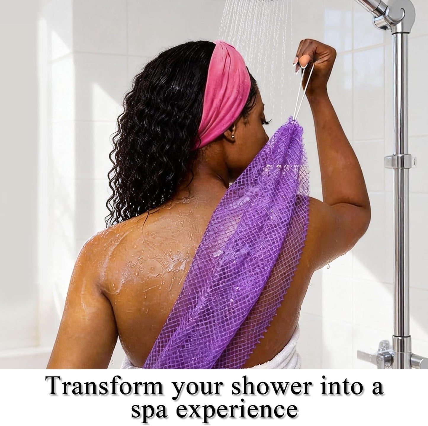 SubSahara Authentic African Net Sponge - 2 Pack Exfoliating Bath & Shower Loofah Sponge for Body & Face, Gentle Scrubber for All Skin Types, Travel, Durable Polyester (Olive Green & Light Green)