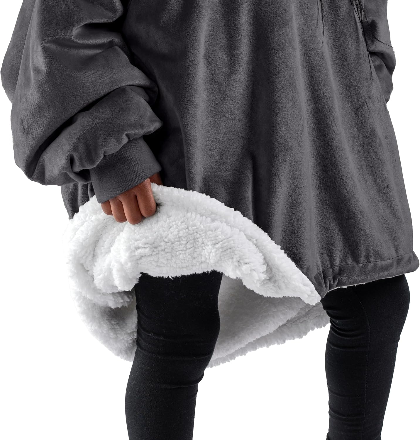 Bare Home Wearable Blanket Hoodie - Soft Plush Sherpa - Warm and Cozy - Oversized Wearable Blanket