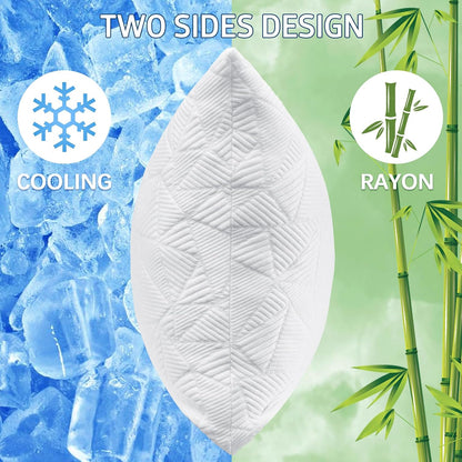 BETU Cooling Pillow Queen Size, Shredded Memory Foam Cool Pillow for Hot Sleepers, Adjustable Firm Soft Support Bed Pillows Perfect for Back Neck Pain and Side Sleeping with Pillow Case Cover, White