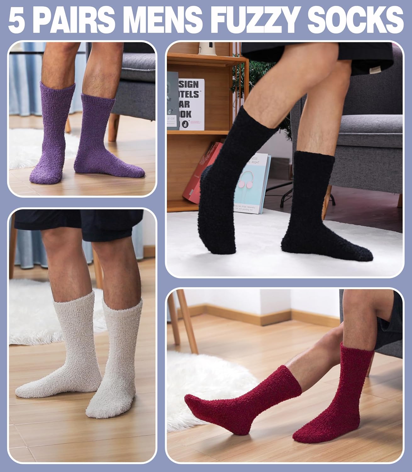 MQELONG Fuzzy Socks for Men & Women Cozy Fluffy Winter Warm Slipper Socks Microfiber Soft Home Sleeping Socks