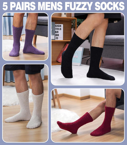 MQELONG Fuzzy Socks for Men & Women Cozy Fluffy Winter Warm Slipper Socks Microfiber Soft Home Sleeping Socks
