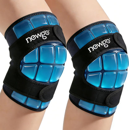 NEWGO 360° Knee Ice Pack Wrap, 60 Minutes Extended Cold Therapy with Ice Grid Gel, Ergonomic Y-Shape Snug Fit for Sports & Surgery Recovery, Swelling, Leak-Resistant, Reusable Design