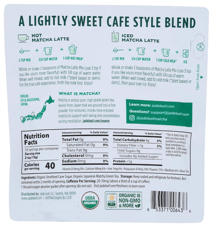 Jade Leaf Matcha, Mix Matcha Latte Original Organic, 3.5 Ounce
