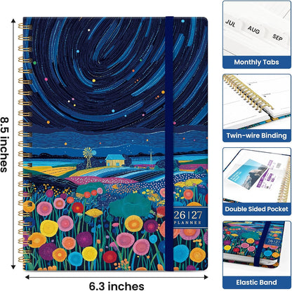 Taja Planner 2026-2027, Jul 2026-Jun 2027 Monthly & Weekly Calendar Book - Colors B