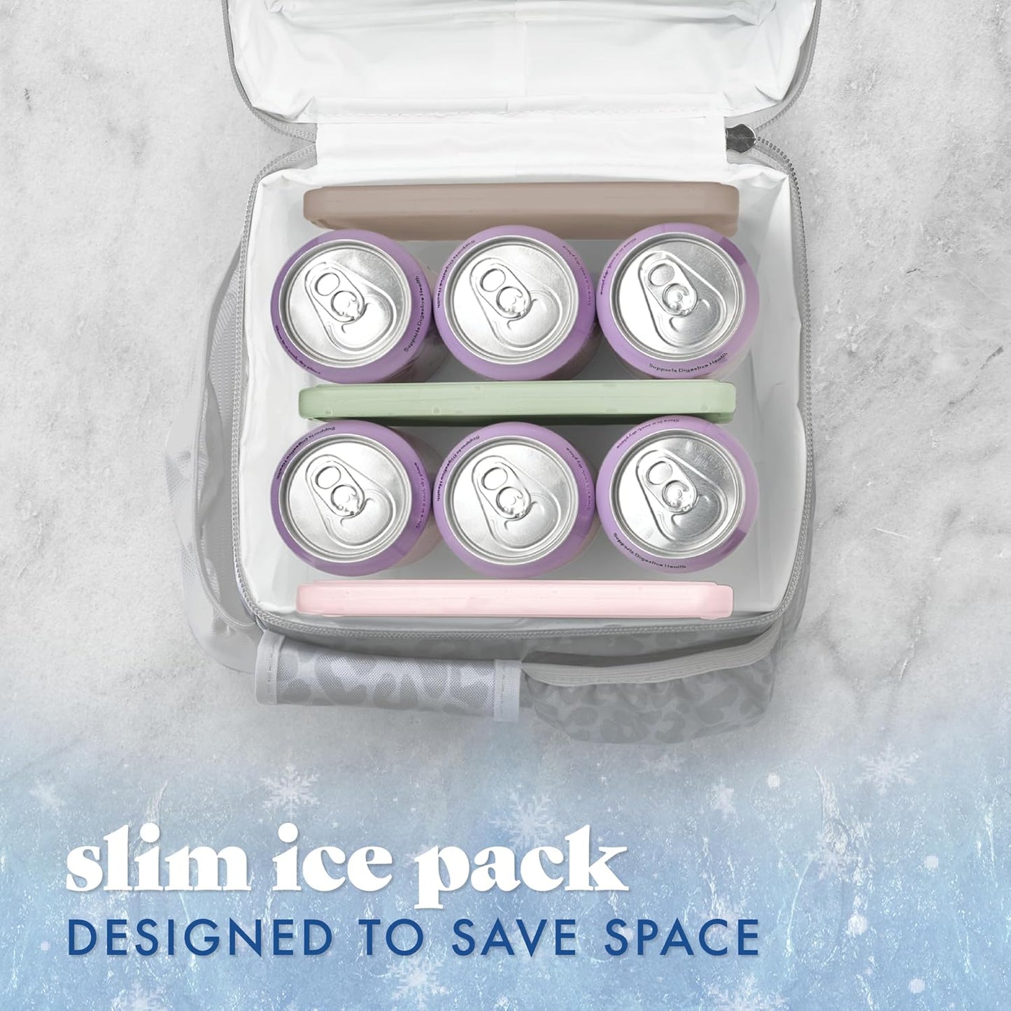 Cool Coolers by Fit & Fresh 4 Pack XL Slim Ice Packs, Quick Freeze Space Saving Reusable Ice Packs for Lunch Boxes or Coolers
