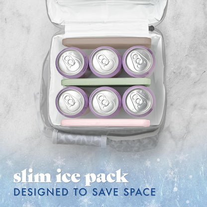 Cool Coolers by Fit & Fresh 4 Pack XL Slim Ice Packs, Quick Freeze Space Saving Reusable Ice Packs for Lunch Boxes or Coolers