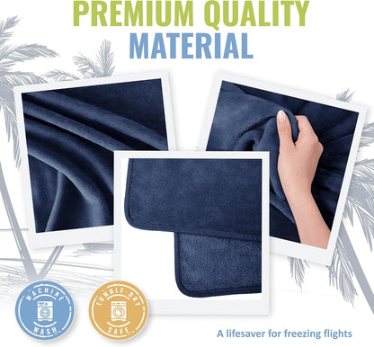 BOACAY Soft & Warm Travel Blanket for Airplane & Car - Long Flight Essential for Women, Men, Kids - Compact Pillow with Luggage Sleeve & Backpack Clip