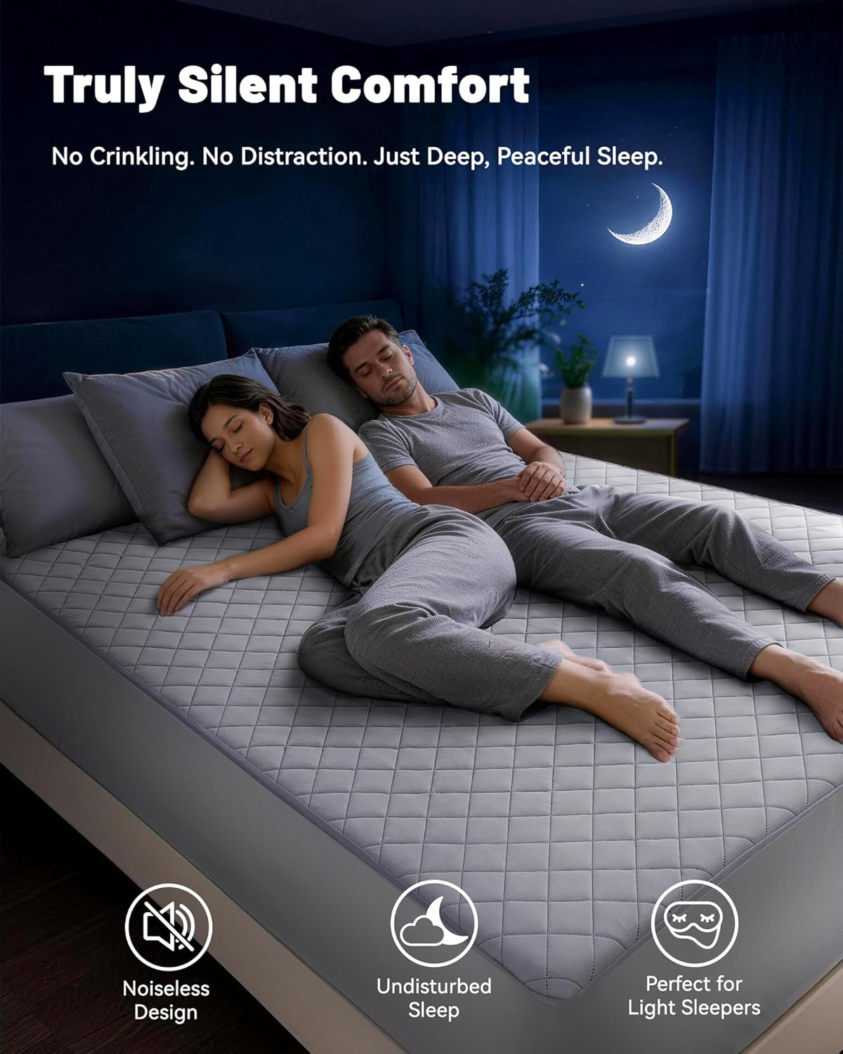 Cooling Mattress Pad for Hot Sleepers Noiseless Mattress Protector Bed Cooling Pad 3X Breathable Mattress Topper Q-Max 0.45 Cool Touch, 3D Mesh Deep Pocket Bed Cooling Cover Grey Full