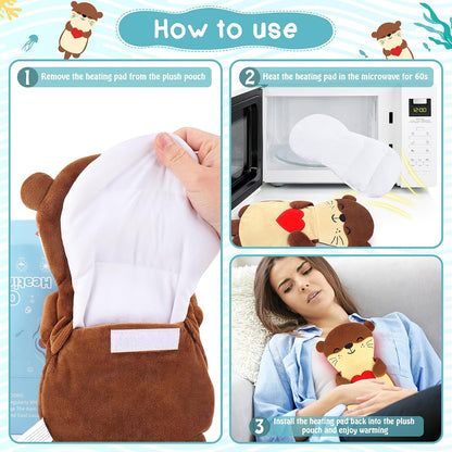 Microwave Heating Pad for Period Cramps,Otter Microwavable Heating Pad for Shoulder Neck Back Knee Pain Relief with Lavender Scented,Cute Otter Plush Toys Heat Pack for Women Kids Birthday