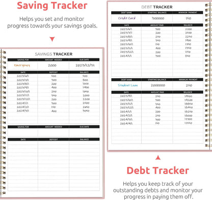 Budget Planner - Monthly Budget Book with Expense Tracker Notebook, Undated Bill Organizer & Finance Planner to Take Control of Your Money, Account Book to Manage Your Finances-Pink