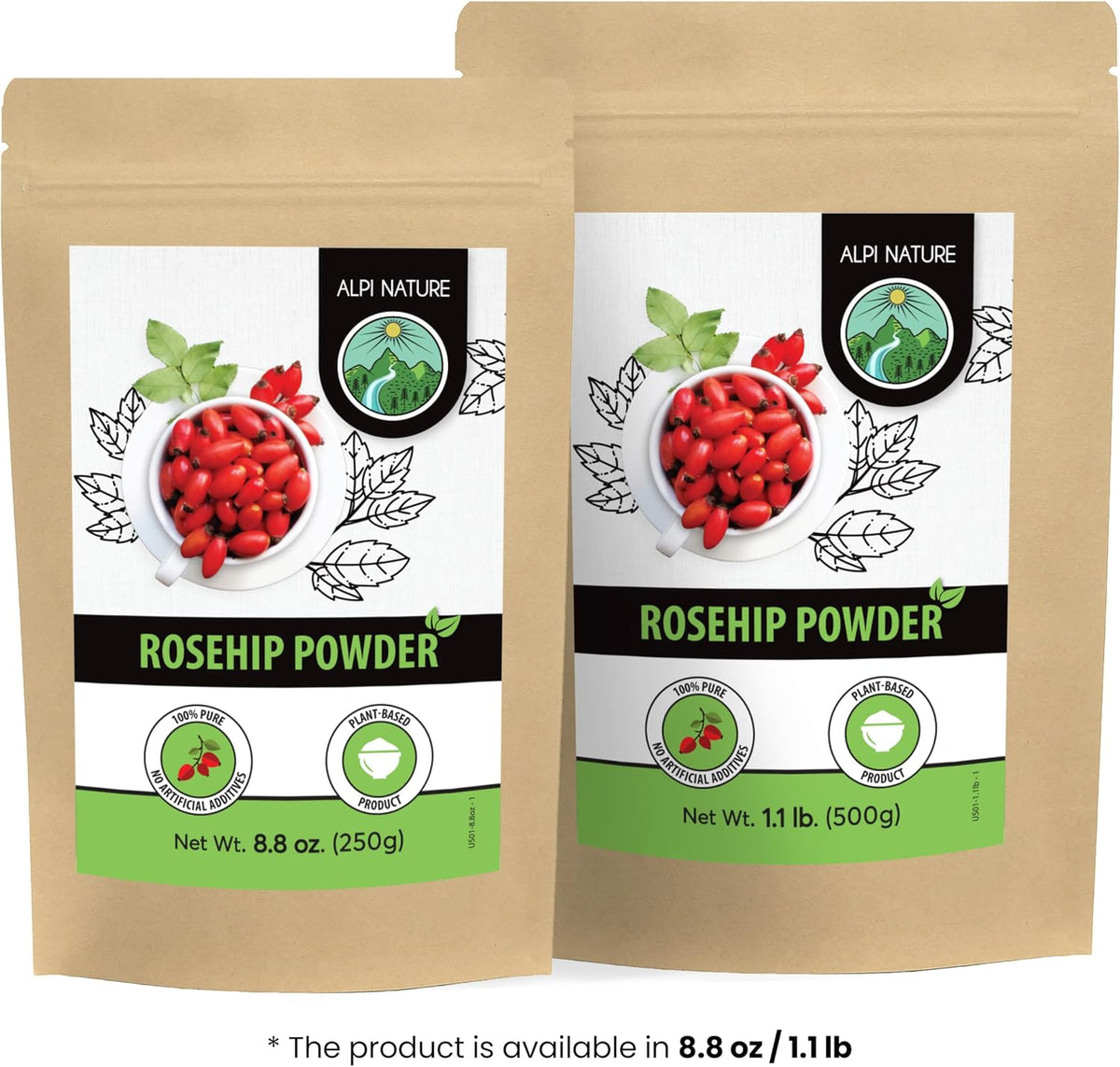 Alpi Nature Rosehip Powder 1.1 lb 500g, Dried and Ground Rosehips