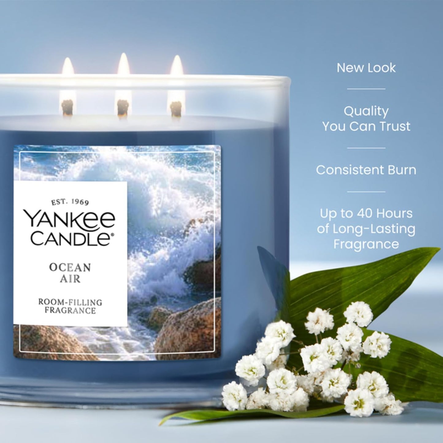 Yankee Candle Sage & Citrus, Scented Candle, 14.5oz 3-Wick Candle Jar with up to 40 Hours Burn Time, Giftable