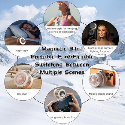 Portable Clip-On Fan, Mini USB Rechargeable 360° Rotatable Fan, Personal Fan 3-Speed Silent Mini Bladeless Fans (White)