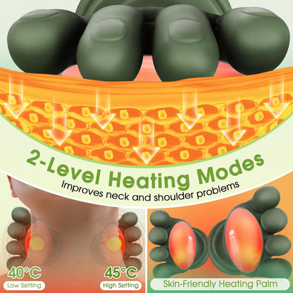 Anzzat Neck Massager with Heat，Cordless Portable 4D Kneading Neck and Shoulder Massager with Bionic Fingers Back Massager for Comfort, Relax Muscle Tension (Green)