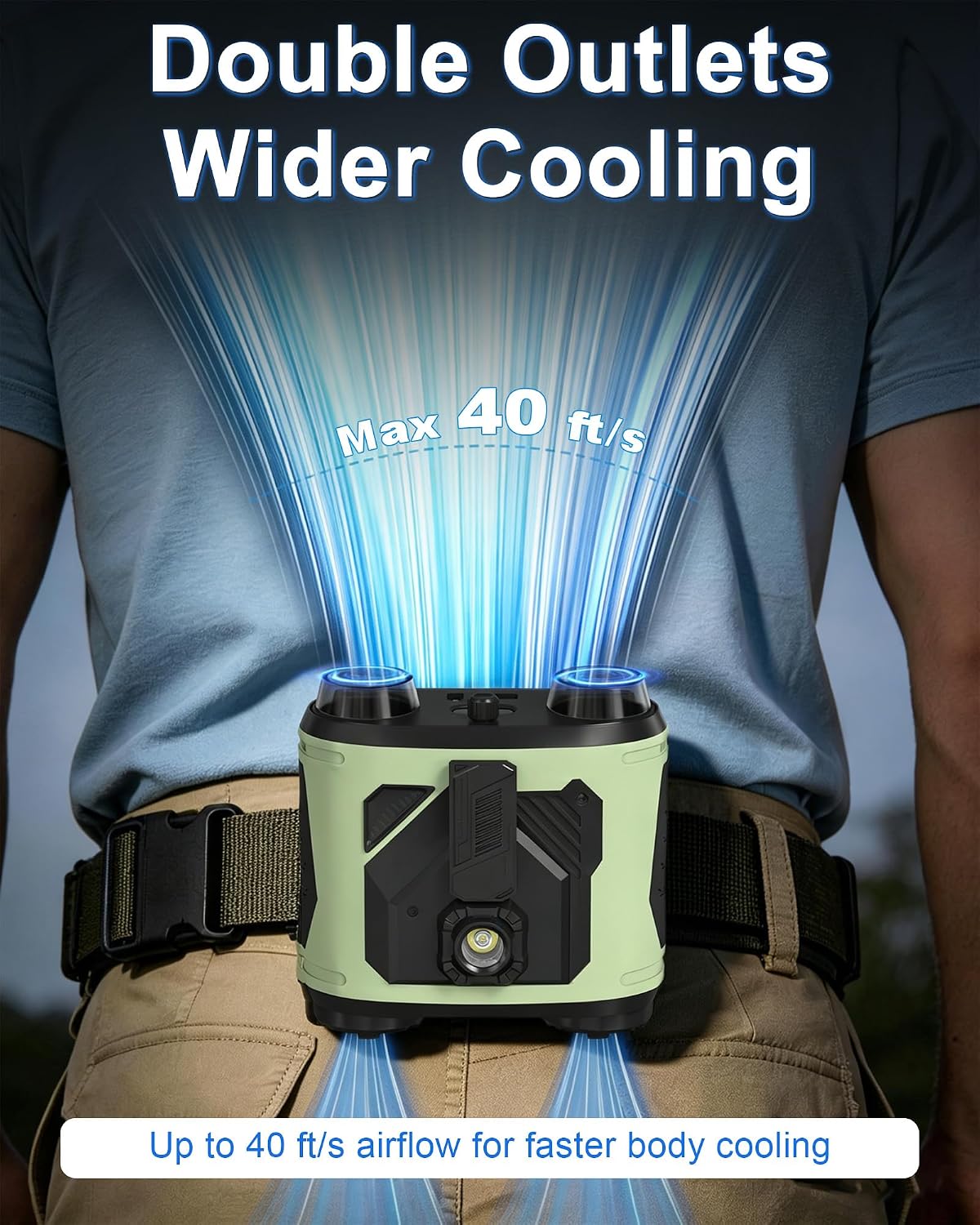 Waist Fan, 15000mAh, 100 Speeds, Belt Clip & Digital Display