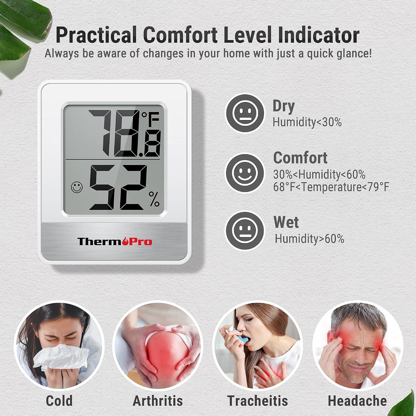 TempPro TP49 Digital Hygrometer Indoor Thermometer Humidity Meter Room Thermometer with Temperature and Humidity Monitor Mini Hygrometer Outdoor Thermometer (Previously ThermoPro)