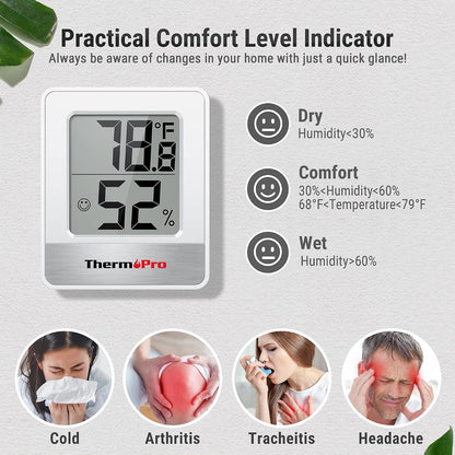 TempPro TP49 Digital Hygrometer Indoor Thermometer Humidity Meter Room Thermometer with Temperature and Humidity Monitor Mini Hygrometer Outdoor Thermometer (Previously ThermoPro)