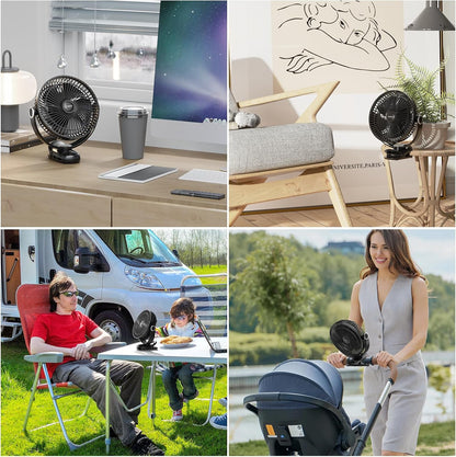 Clip on Fan 30H Longest Runtime,8in Portable Fan Rechargeable