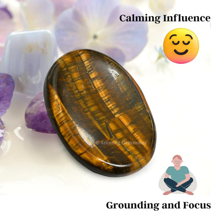 Amazing Gemstone Labradorite Thumb Worry Stone, Anxiety Stone, Healing Crystals - Piedra Crystal Fidget for Gift, Meditation, Calming, Relaxation, Stress Relief - Colors C