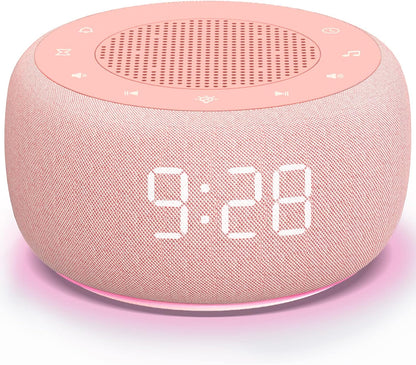 Buffbee Alarm Clock with Sound Machine for Bedrooms – 2-in-1 White Noise Machine for Sleep, Gentle Wake-Up with Soft Alarm Sounds, Ambient Night Light, Plug-in, Sleep Better, Wake Gently