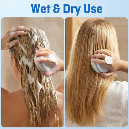 Scalp Massager with Double-Layer Bristles,Anti-Slip Rich-Lathering Hair Washing Shampoo Brush,Curved Scalp Scrubber with Better Head Fit for Dandruff Removal,Wet&Dry Use Scalp Stimulator.