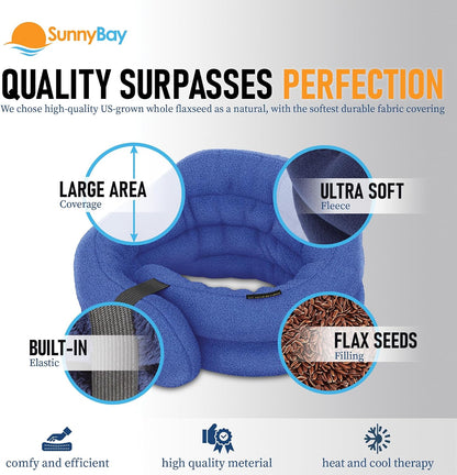 SunnyBay Microwave Heating Pad, Microwavable Heated Neck and Shoulder Wrap, Hands-Free Weighted Moist Hot or Cool Pack, Soft Fleece Cover and Flaxseed Filling, 26 Inch Length, Made in USA, Navy