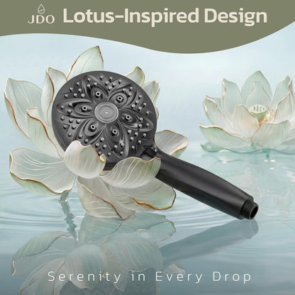 6-Setting Shower Head with Handheld, JDO High Pressure Hand held Shower Head, 4.7 Inch Chrome Detachable Showerhead Set with 59 Inch Stainless Steel Hose and Adjustable Showerhead Holder