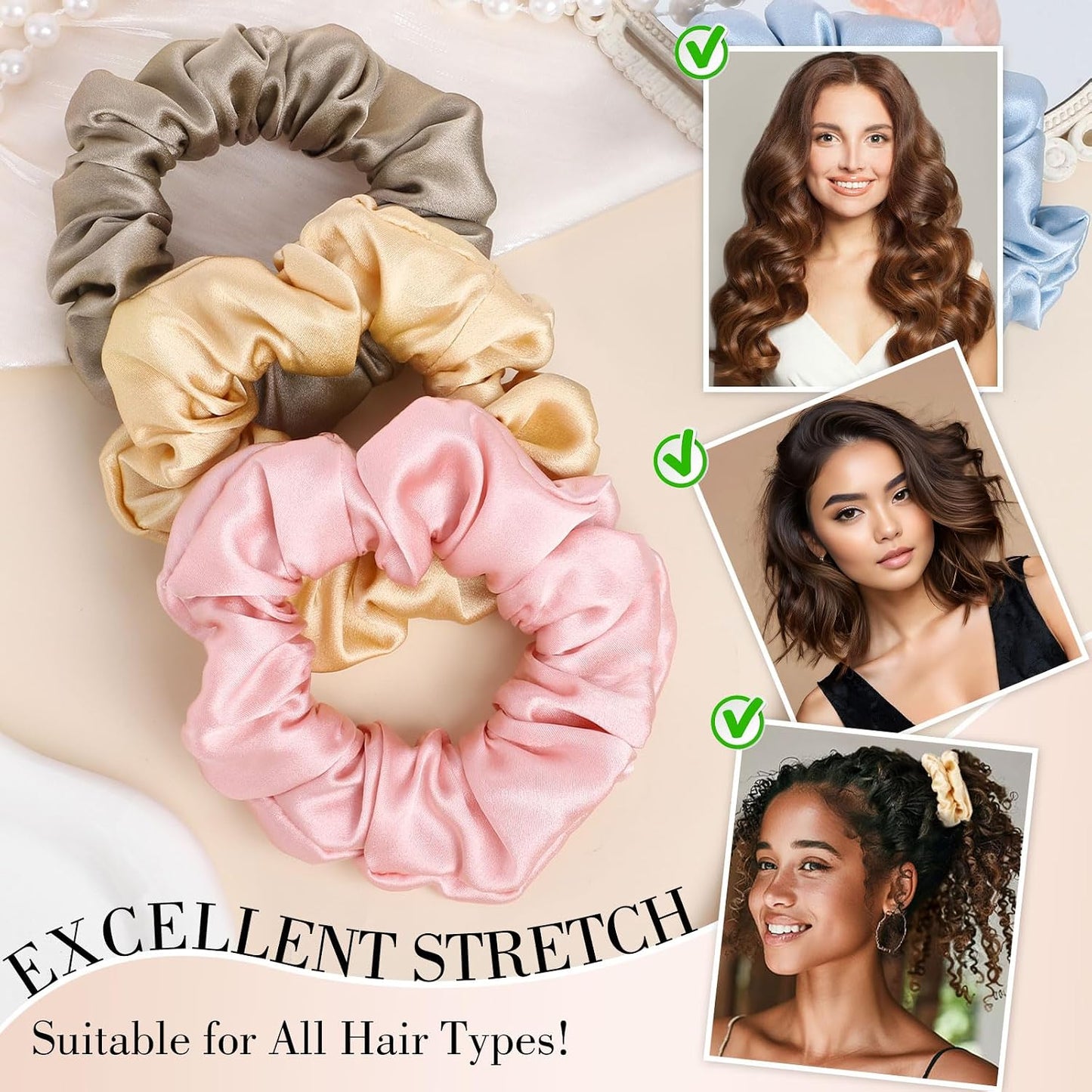 4 Pack 100% Mulberry Silk Scrunchies for Hair Sleep, No Damag Frizz Control Stylish Silk Hair Scrunchies Small Gifts for Women