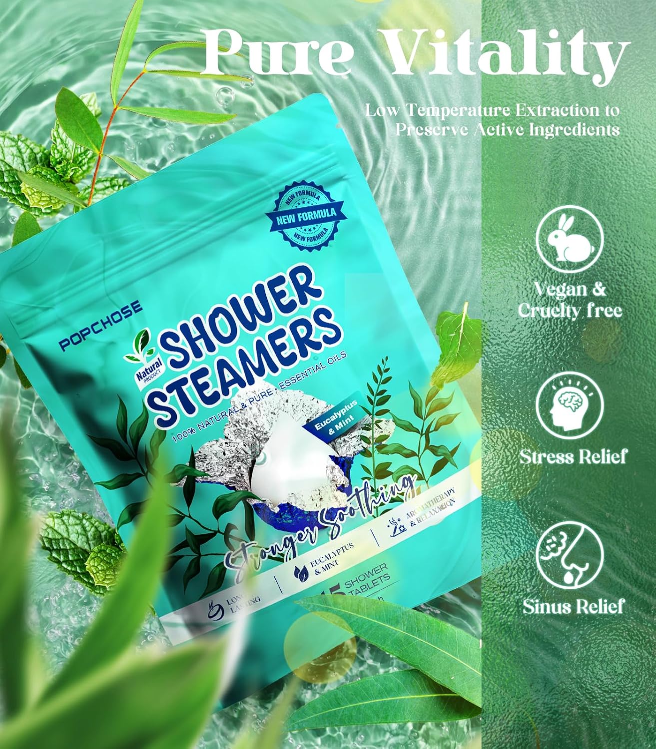 POPCHOSE Shower Steamers Aromatherapy 16 Pack, Valentines Day Gifts for Women & Men, Eucalyptus for Shower with Natural Essential Oils- Quick Relief Nasal Congestion, Home SPA & Self Care Relaxation