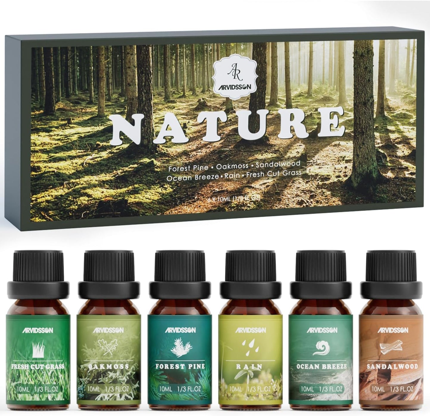 ARVIDSSON Floral Essential Oils Set, Natural Flower Essential Oil Gift for Women - Rose, Gardenia, Cherry Blossom, Honeysuckle, Lilac, Blue Lotus, Scented Oil for Diffuser, Valentines Day Gift for Her