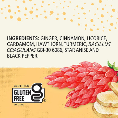 Celestial Seasonings Ginger + Probiotics Herbal Tea, Caffeine Free, 16 Tea Bags Box (Pack of 6)