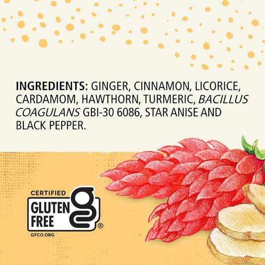 Celestial Seasonings Ginger + Probiotics Herbal Tea, Caffeine Free, 16 Tea Bags Box (Pack of 6)