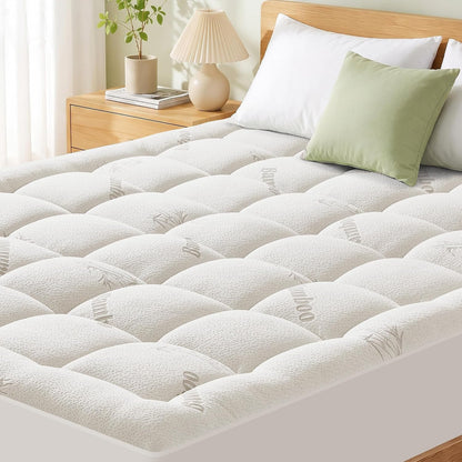 Mattress Pad Queen Size, Cooling Pillow Top Mattress Topper, Ultra Soft Viscose Made from Bamboo, Breathable for Hot Sleepers, Deep Pocket 8"-20", Green