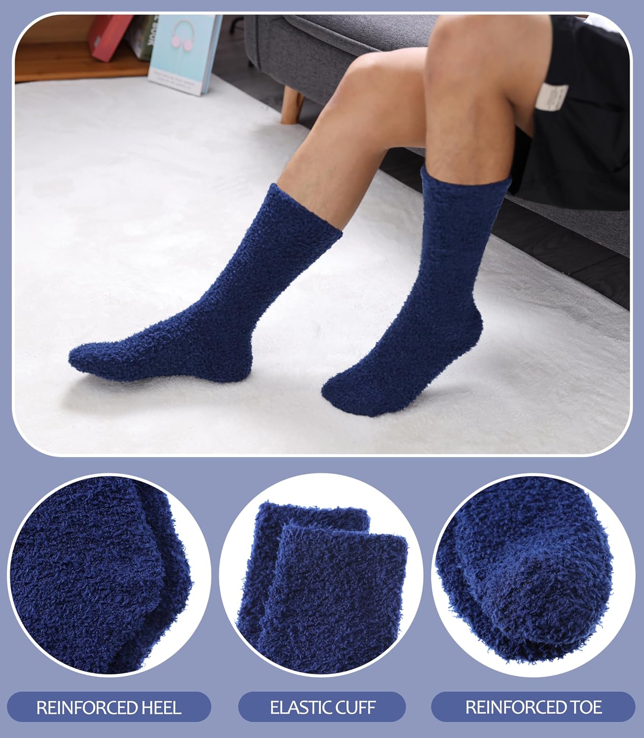 MQELONG Fuzzy Socks for Men & Women Cozy Fluffy Winter Warm Slipper Socks Microfiber Soft Home Sleeping Socks