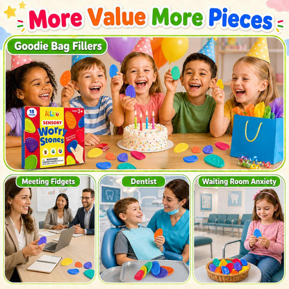 Fidget Toys Sensory Stone for Kids: 6 Pack Textured Soft Worry Stone for Autism Kids Calming - Fidget Stress Toys for Students Stress Relief - Small Prizes Fidget Toys