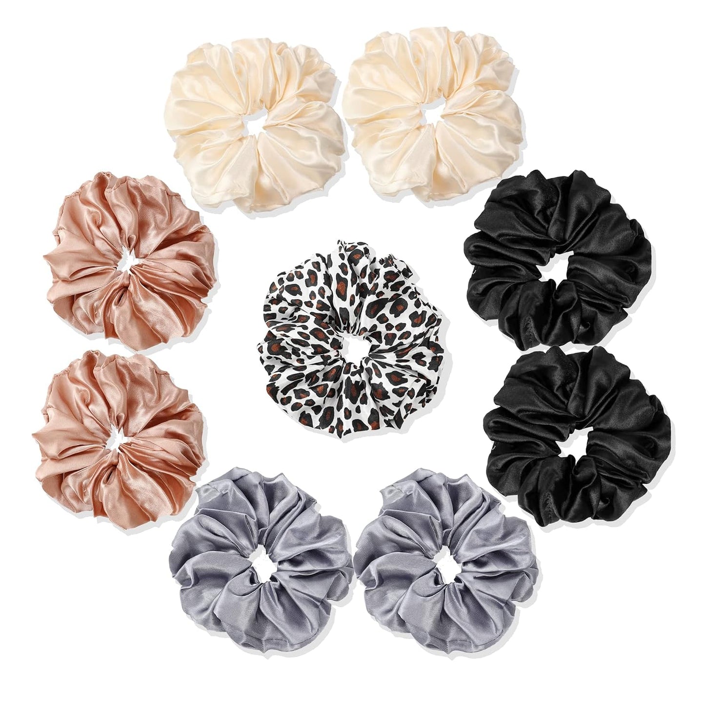 16 Pcs Scrunchies for Women - Black Satin Silk Scrunchies for Girls Hair Ties Elastics Bands Ponytail Holder Hair Accessories