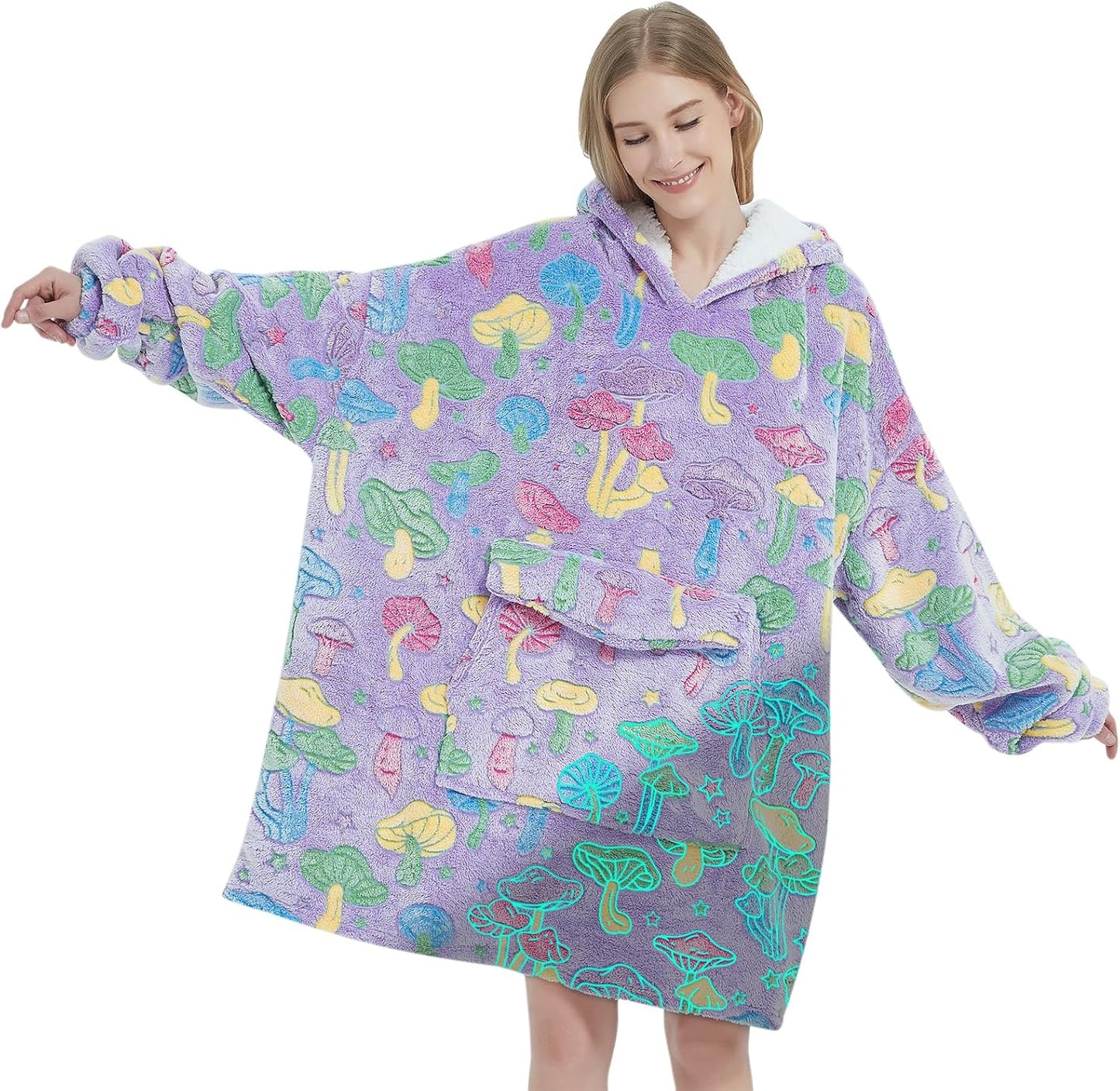 Fiosnow Sun and Moon Blanket Hoodies for Women and Men Adult Oversize Wearable Blanket Hoodies for Soft and Warm
