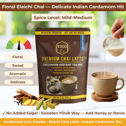 T2GO Authentic Karak Masala Chai Tea Mix – Just Add Water, 8 oz | Bold karak-style masala chai — real milk & spices in every scoop, no simmering