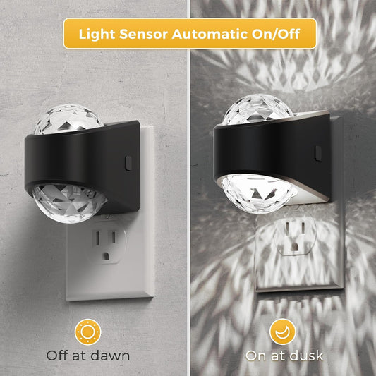 L LOHAS LED Night Light,Projector Night Light with Dusk to Dawn Sensor,3000K Soft White, Brightness Adjustable,Plug in Nightlight for Bathroom,Bedroom,Hallway,Party,Home Decor
