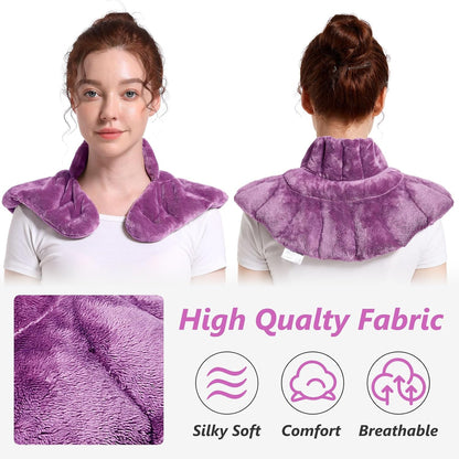 RelaxCoo Microwavable Heating Pad for Neck, Shoulders, and Back - Weighted Neck Warmer with Moist Heat, Purple, Lavender Scented