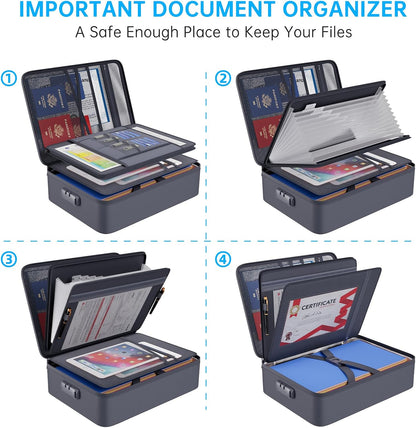 ENGPOW Fireproof File Organizer Bag with 13 Pockets Accordion File Folder