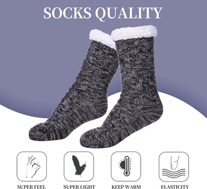 SDBING Women's Winter Super Soft Warm Cozy Fleece Lined Fuzzy Slipper Socks with Grippers