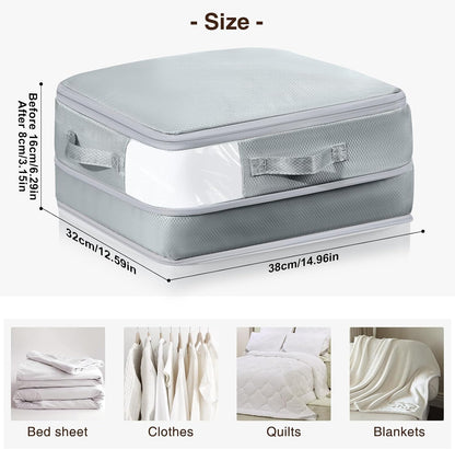 DIMJ Comforter Storage Bag - Blanket Storage Organizer Compression Bags, Large Capacity Ultra Space Saving Self Compression Organize for Bedding, Pillow, Duvet, Sheet Storage with Zipper Window