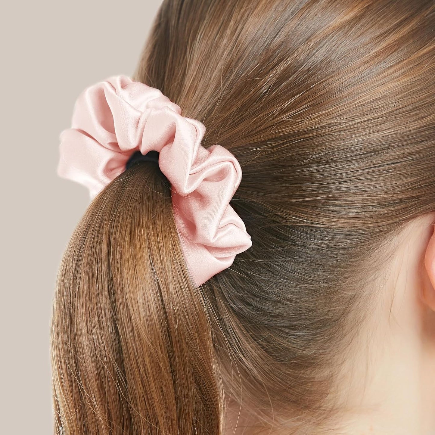 LILYSILK Silk Hair Scrunchies / Ties for Frizz & Breakage Prevention, 100% Mulberry, No Damage, Elastic ponytail Holders, 1Pc, Coffee - Colors B