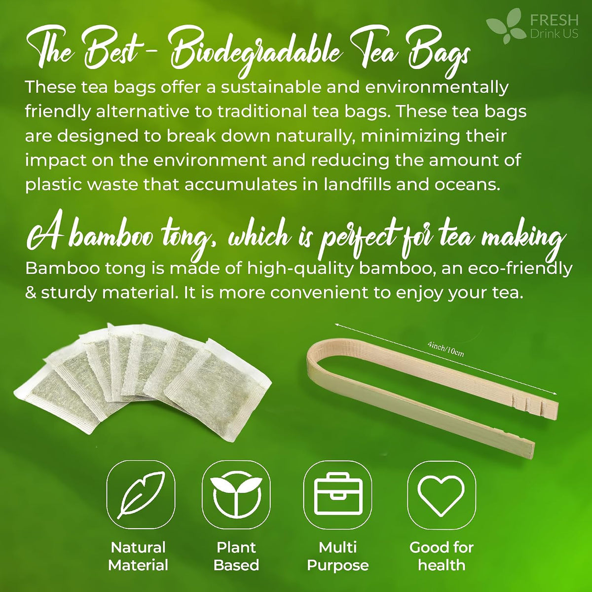 FreshDrinkUS, Premium 135 Bitter Melon Tea Bags, 100% Natural & Pure, Herbal Tea, Daily Infusion Botanical, No Sugar, No Caffeine, No Gluten, Vegan. Rich in Antioxidants