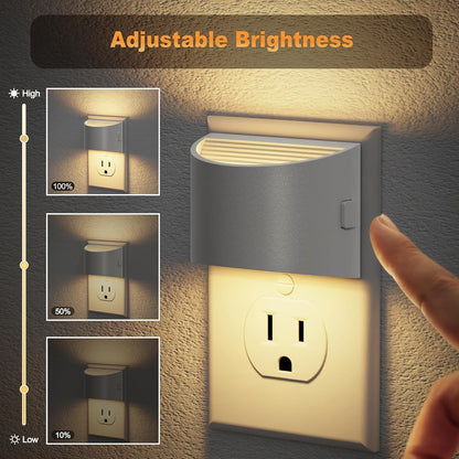 JandCase Night Light, Modern Night Lights Plug into Wall,2 Pack Dusk to Dawn Sensor Nightlight, Amber Brightness Adjustable Nightlight for Kids Bathroom Hallway Kitchen Bedroom Decor