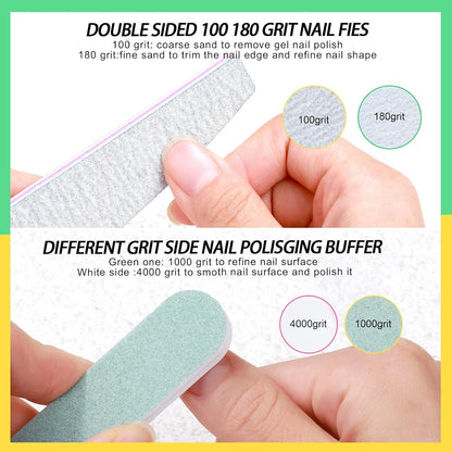 FANDAMEI Nail Files and Buffers, Manicure Tools Nail Care Kit with Nail File, Nail Buffer Block, Cuticle Care for Women with Nippers, Pusher Peeler. Cuticle Oil and Nail Prep Kit.