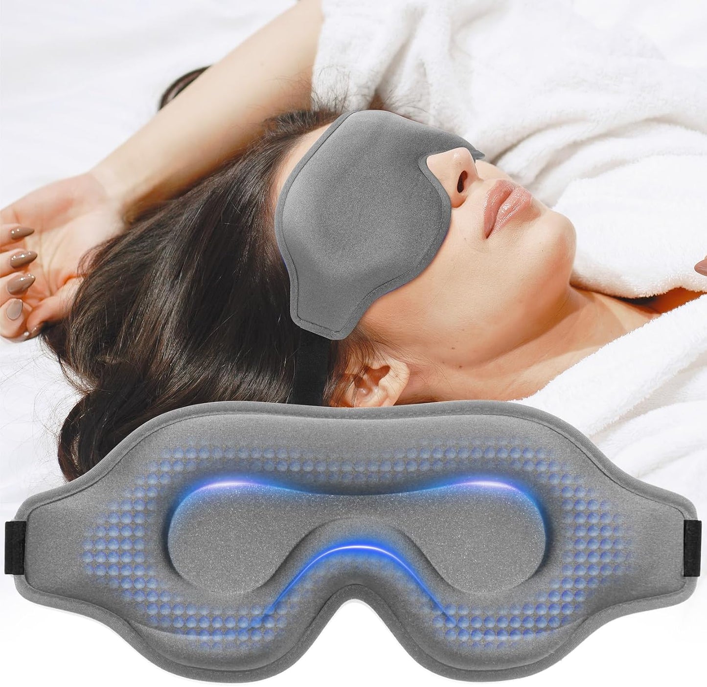Sleep Eye Mask for Men Women, Lash Extensions 3D Sleeping Mask, Travel Blackout Night Blindfold Eye Shade Cover with Adjustable Strap (Black)